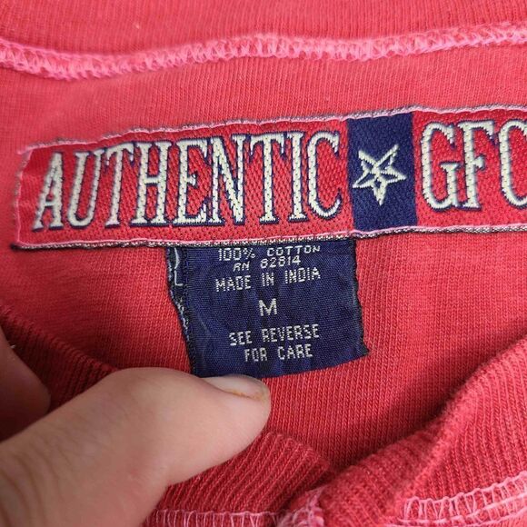 Authentic GFC Shirt Men Medium Red Short Sleeve Heavy Cotton Vintage 90s - Picture 2 of 5